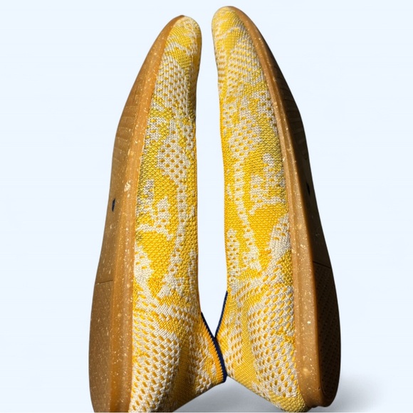 Rothy’s Daisy Yellow White Floral Printed Square Toe Flats Women’s, Size 8.5 - Picture 9 of 11